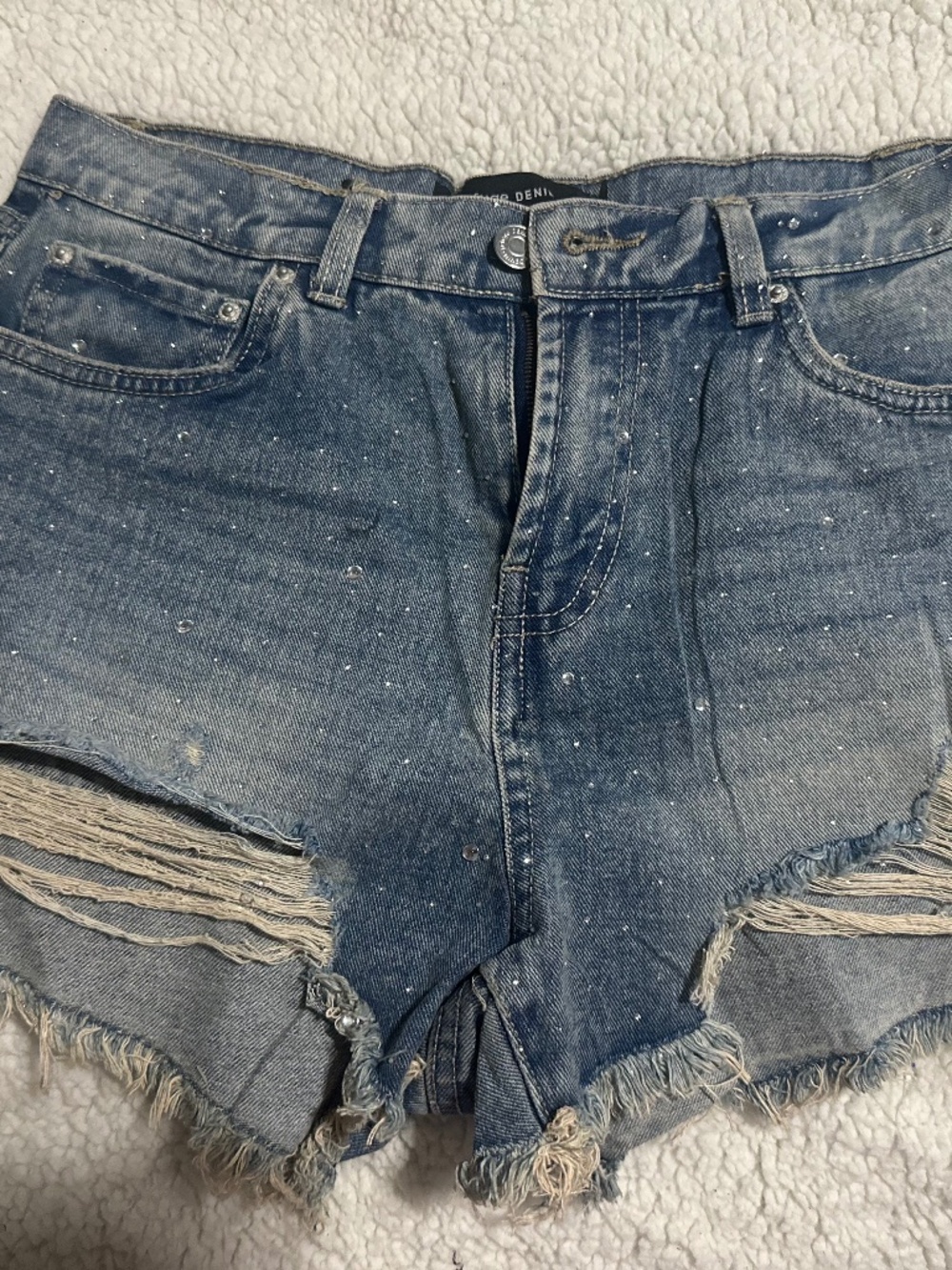 bedazzled denim short